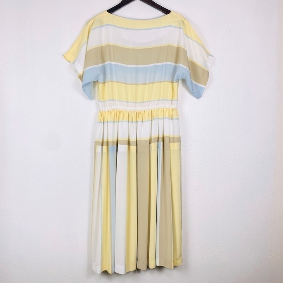 Vintage TOP ACT 80s style Pastel Striped Short Sleeve Dress Medium - Picture 12 of 12